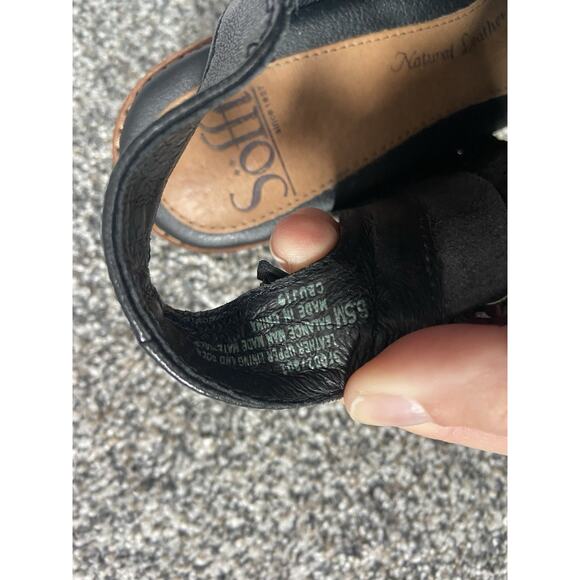 Sofft Sandals Womens 6.5 M Black Slip On Leather Casual Sara Peep Toe Block Heel - Picture 6 of 6